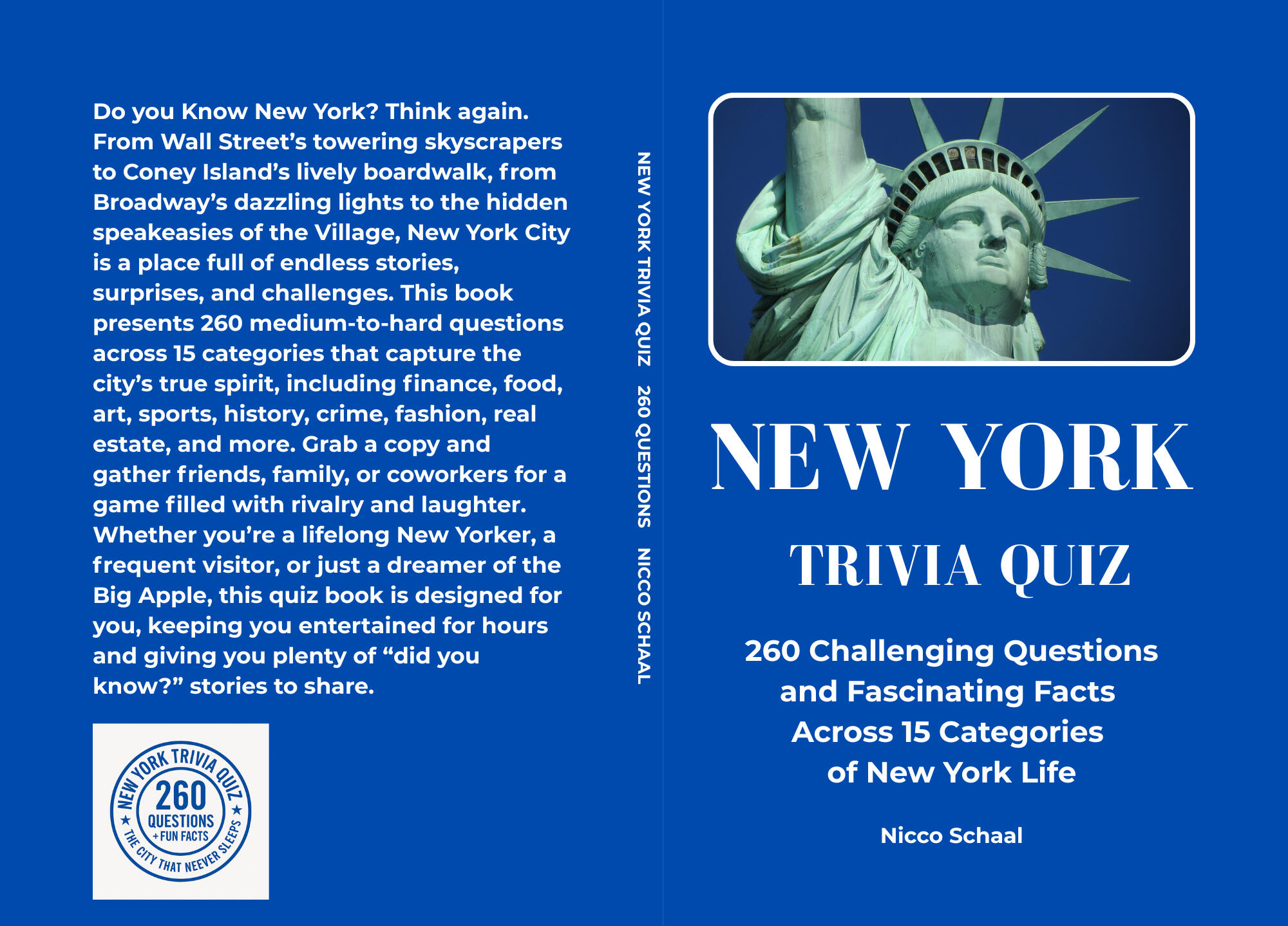 NEW YORK TRIVIA QUIZ Book cover for New York Trivia Quiz by Nicco Schaal.
